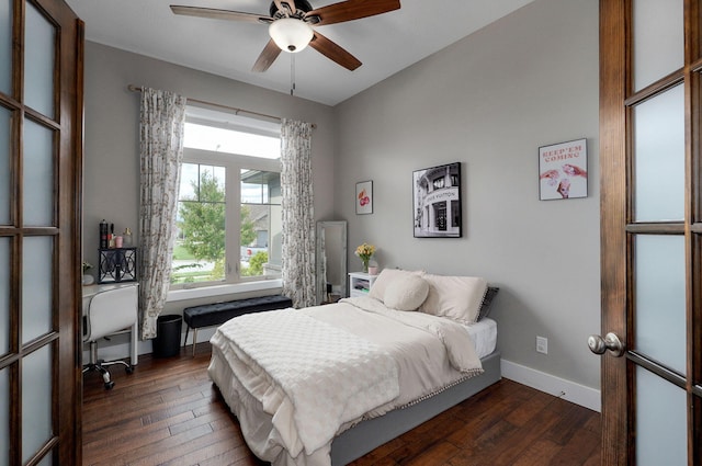 926 E Downshire Dr, Nixa, MO 65714 - bedroom featuring dark wood-style floors and a ceiling fan
