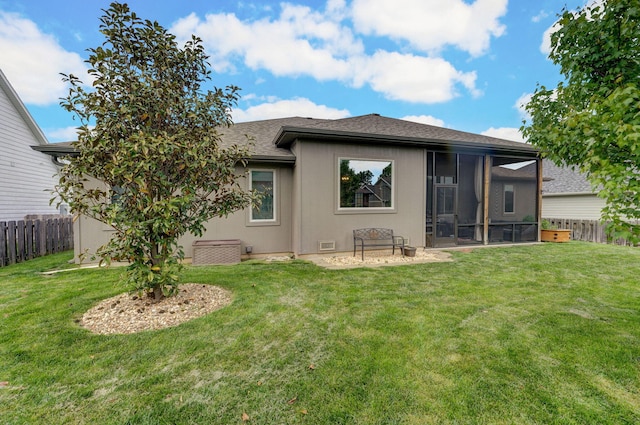926 E Downshire Dr, Nixa, MO 65714 - rear view of house featuring a fenced backyard, a sunroom, and roof with shingles