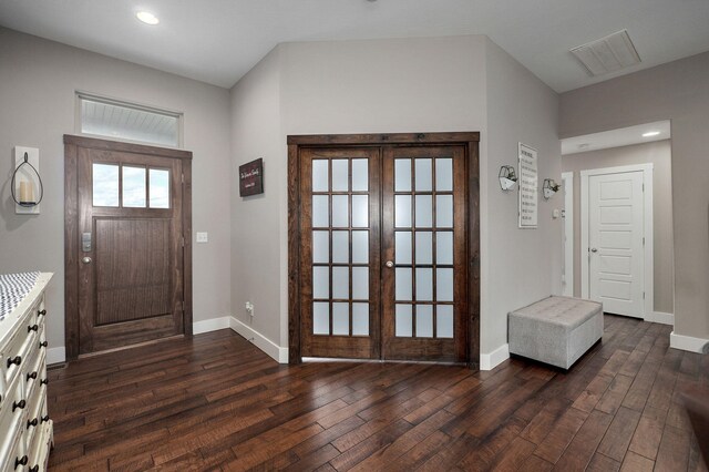 926 E Downshire Dr, Nixa, MO 65714 - entryway with french doors, dark wood finished floors, and recessed lighting
