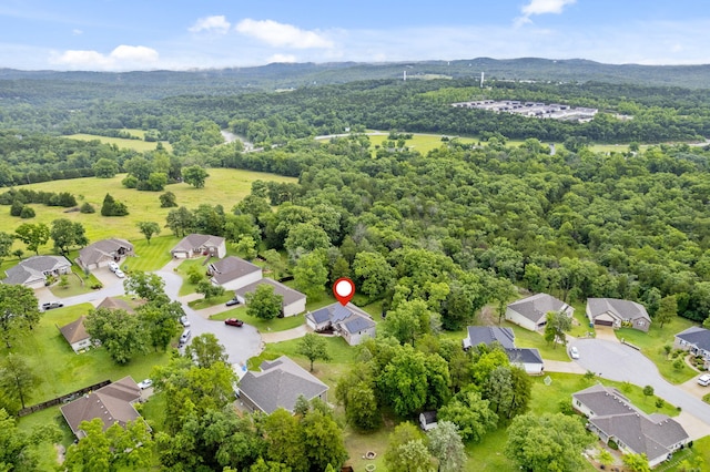 241 Everett Ml Rd, Branson, MO 65616 - aerial view of residential area featuring a forest and a mountainous background