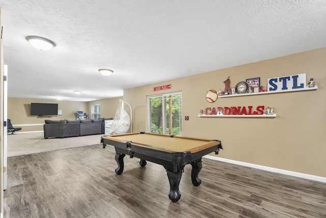 241 Everett Ml Rd, Branson, MO 65616 - game room featuring a textured ceiling, wood finished floors, and billiards