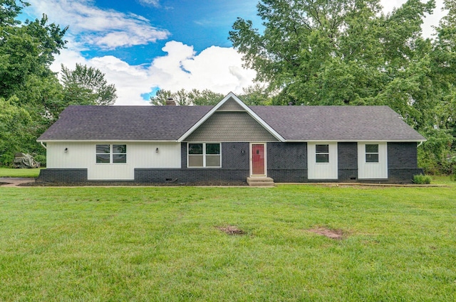 4852 S Fremont Ave, Springfield, MO 65804 - ranch-style home with brick siding, a chimney, and a front lawn