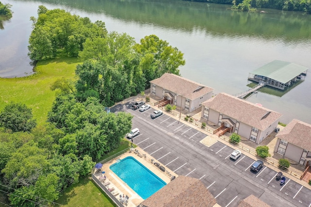 2529 State Highway 176 Unit F2, Rockaway Beach, MO 65740 - drone / aerial view of a nearby body of water and a pool area