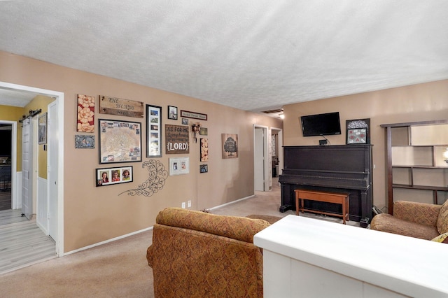 3449 N Rogers Ave, Springfield, MO 65803 - living room featuring light colored carpet and a textured ceiling
