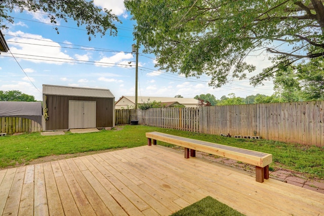 3449 N Rogers Ave, Springfield, MO 65803 - wooden terrace with a storage shed and a fenced backyard