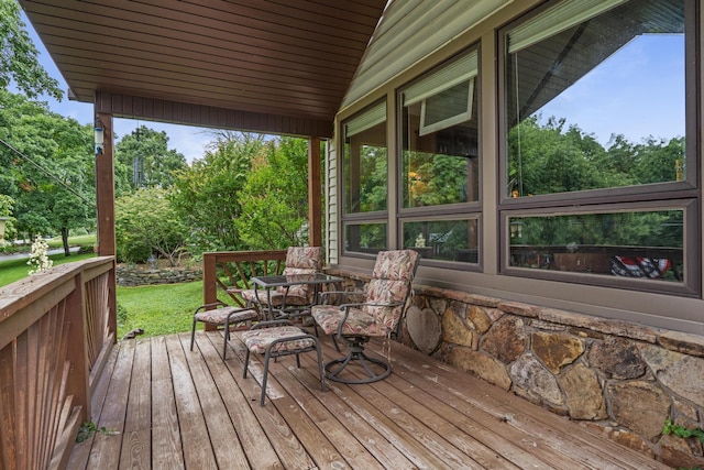 781 Santana Cir, Reeds Spring, MO 65737 - wooden deck with view of scattered trees