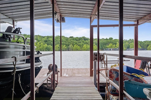 781 Santana Cir, Reeds Spring, MO 65737 - dock area with a water view, a forest view, and boat lift
