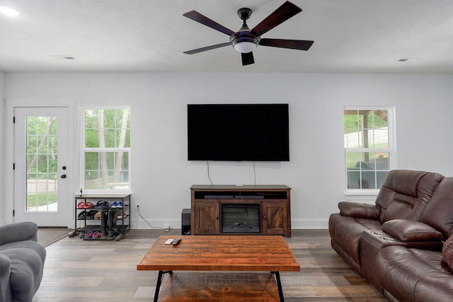 1611 E Hayloft Dr, Ozark, MO 65721 - living room featuring wood finished floors and ceiling fan