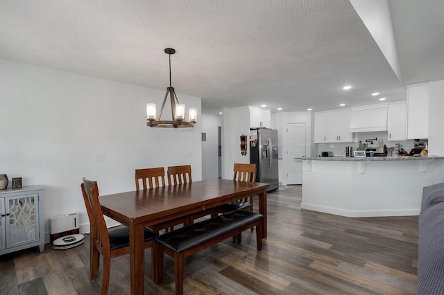 1611 E Hayloft Dr, Ozark, MO 65721 - dining room featuring dark wood finished floors, a chandelier, and recessed lighting