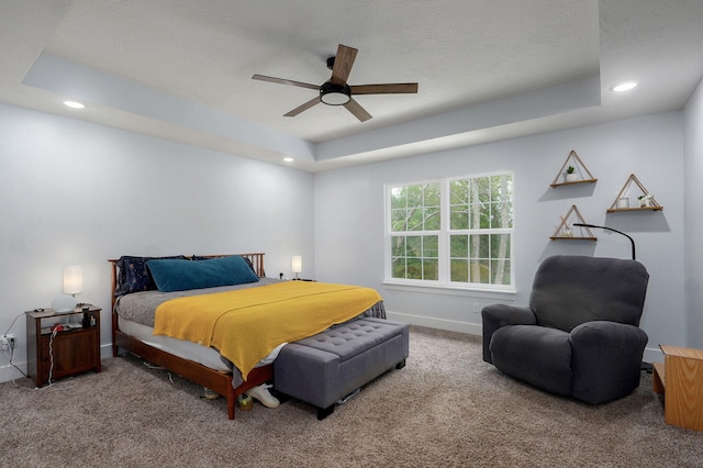 1611 E Hayloft Dr, Ozark, MO 65721 - bedroom featuring carpet flooring, recessed lighting, a raised ceiling, and a ceiling fan
