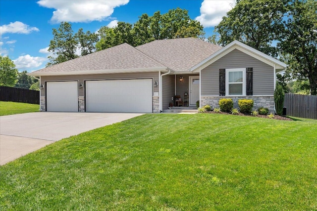 1651 N Penrose Ave, Nixa, MO 65714 - view of front of property with stone siding, a garage, concrete driveway, and a shingled roof