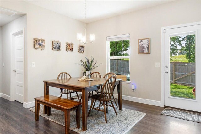 1651 N Penrose Ave, Nixa, MO 65714 - dining room with dark wood-type flooring and a chandelier