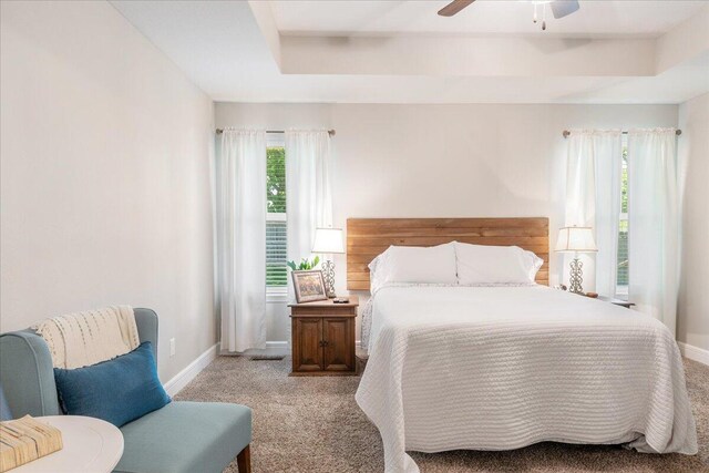 1651 N Penrose Ave, Nixa, MO 65714 - bedroom featuring light carpet, a tray ceiling, and ceiling fan