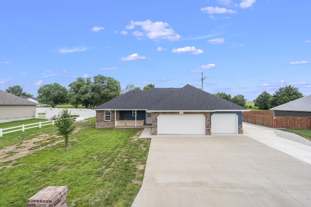 121 S Aspen St, Buffalo, MO 65622 - single story home featuring a porch, a garage, driveway, roof with shingles, and brick siding
