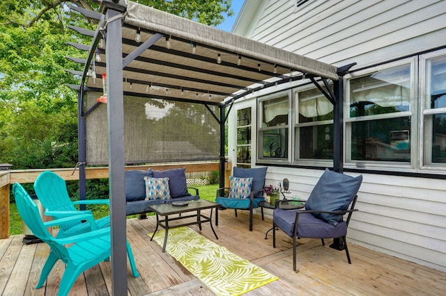 223 E Mill St, Republic, MO 65738 - wooden terrace with a pergola and an outdoor living space