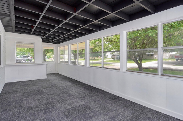 1317 S Willow Ave, Springfield, MO 65804 - unfurnished sunroom featuring beam ceiling and coffered ceiling