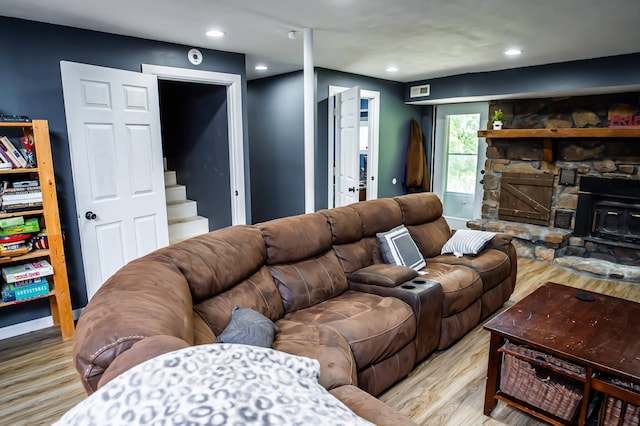 343 N Wood Ln, Fair Grove, MO 65648 - living area with wood finished floors, recessed lighting, and stairway
