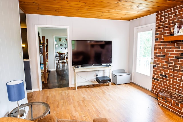 343 N Wood Ln, Fair Grove, MO 65648 - living room featuring wooden ceiling and wood finished floors