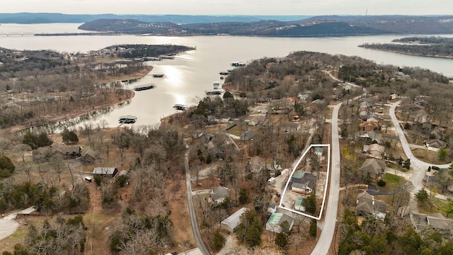 131 Forest Ln, Kimberling City, MO 65686 - aerial view of property and surrounding area with a large body of water and property boundaries highlighted
