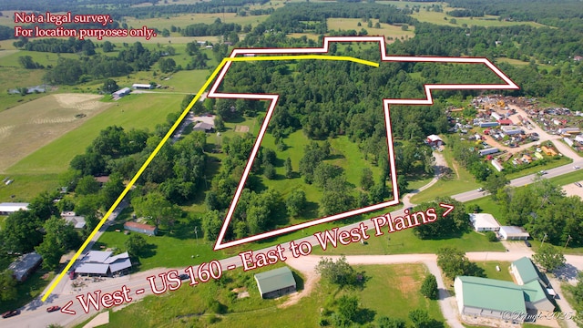 3331 US Highway 160, West Plains, MO 65775 - aerial view of property and surrounding area with property parcel outlined