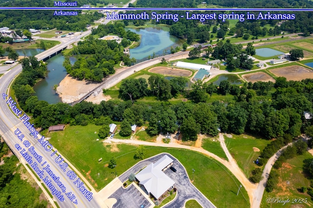 378 63rd Hwy S, Mammoth Spring, AR 72554 - aerial view of property's location with a nearby body of water