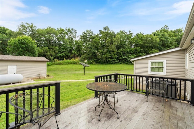 112 Riverview Dr, Anderson, MO 64831 - wooden deck featuring a yard and view of scattered trees