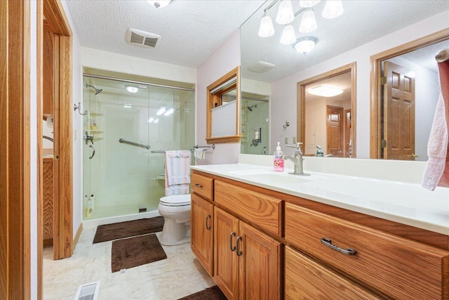 112 Riverview Dr, Anderson, MO 64831 - full bath with vanity, a shower stall, and a textured ceiling