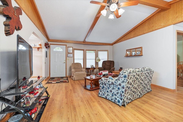 112 Riverview Dr, Anderson, MO 64831 - living area featuring wood finished floors and ceiling fan