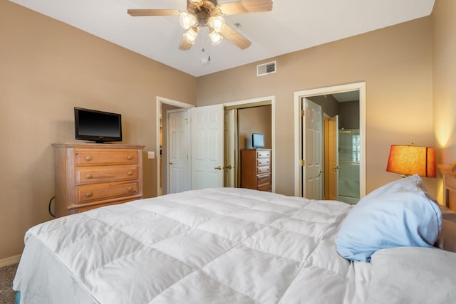 200 Glory Rd Unit 3, Branson, MO 65616 - bedroom featuring a closet, connected bathroom, a ceiling fan, and carpet