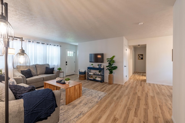 2443 S Kickapoo Ave, Springfield, MO 65804 - living area with light wood-style floors and a textured ceiling