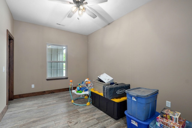 1721 Jackson Spring Rd, Ozark, MO 65721 - rec room featuring wood finished floors and a ceiling fan