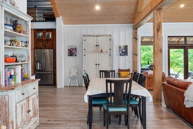 1721 Jackson Spring Rd, Ozark, MO 65721 - dining room featuring light wood-style flooring, wooden ceiling, and recessed lighting
