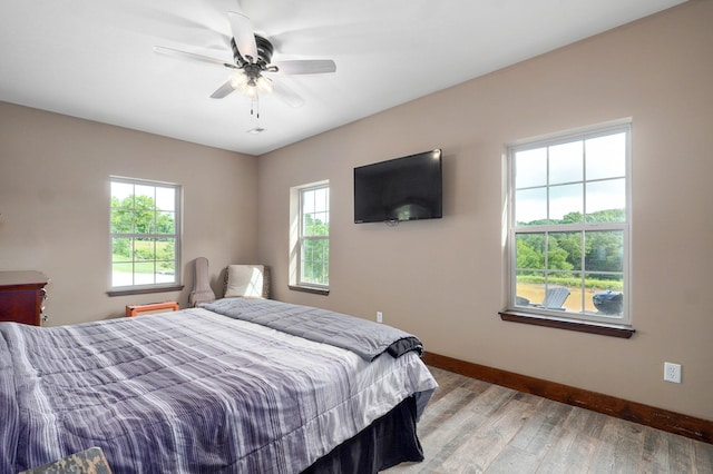 1721 Jackson Spring Rd, Ozark, MO 65721 - bedroom featuring multiple windows, light wood-style floors, and ceiling fan