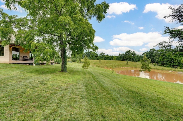 1721 Jackson Spring Rd, Ozark, MO 65721 - view of green lawn with a deck with water view