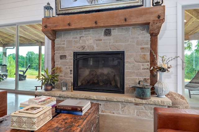 1721 Jackson Spring Rd, Ozark, MO 65721 - detailed view of a fireplace and wooden walls