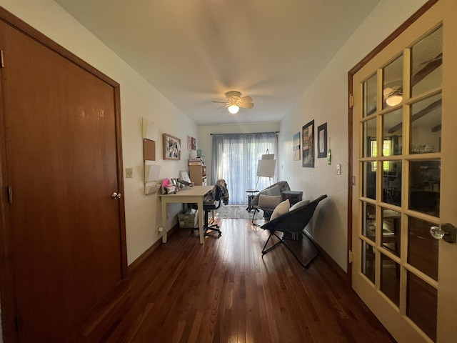 1014 Sassafras St, Willow Springs, MO 65793 - office with dark wood-type flooring and ceiling fan