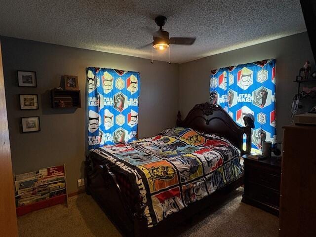 21572 Lawrence Unit 1240, Aurora, MO 65605 - bedroom featuring carpet floors, a textured ceiling, and a ceiling fan