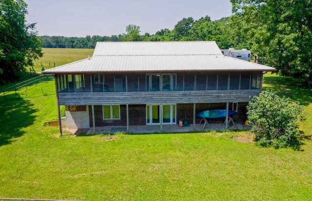 4949 S 196th Rd, Halfway, MO 65663 - rear view of property with a sunroom and a lawn