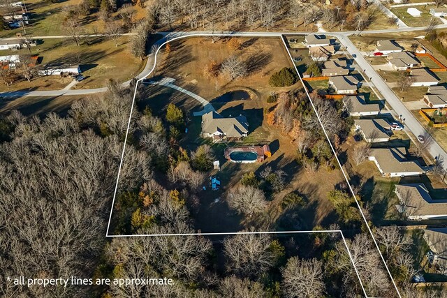 416 W Saddle Club Rd, Fair Grove, MO 65648 - aerial view of residential area featuring property parcel outlined