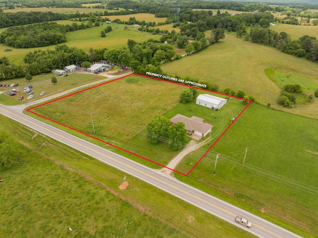 5435 State Highway 14, Sparta, MO 65753 - overview of rural landscape with property boundaries highlighted and a pastoral area