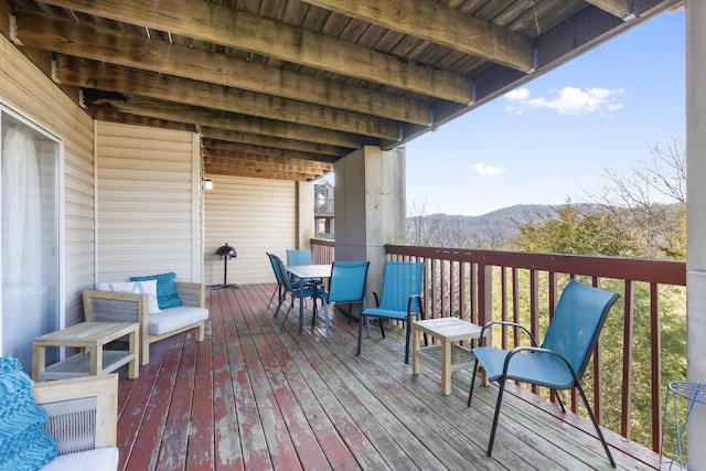 deck with a mountain view