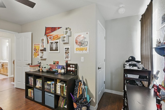1925 Sylvan Ave, Neosho, MO 64850 - office area featuring hardwood / wood-style floors and a ceiling fan