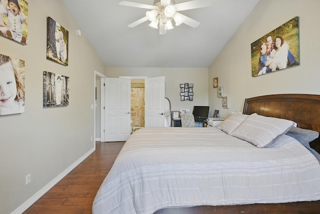 1925 Sylvan Ave, Neosho, MO 64850 - bedroom featuring lofted ceiling, wood finished floors, and ceiling fan
