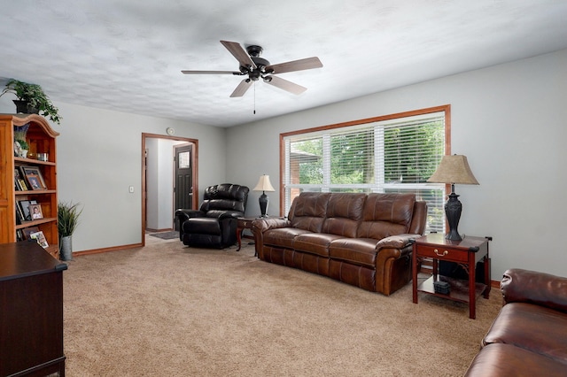 3112 E Lomita St, Springfield, MO 65804 - living room with light colored carpet and ceiling fan