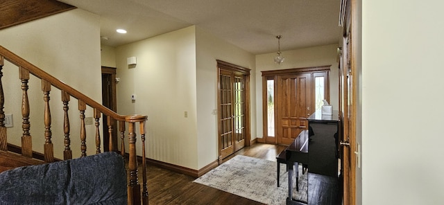 3889 E State Highway Kk, Fair Grove, MO 65648 - entryway with wood finished floors, stairway, and recessed lighting