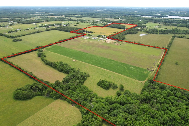 3889 E State Highway Kk, Fair Grove, MO 65648 - overview of rural landscape with property boundaries highlighted and abundant farmland