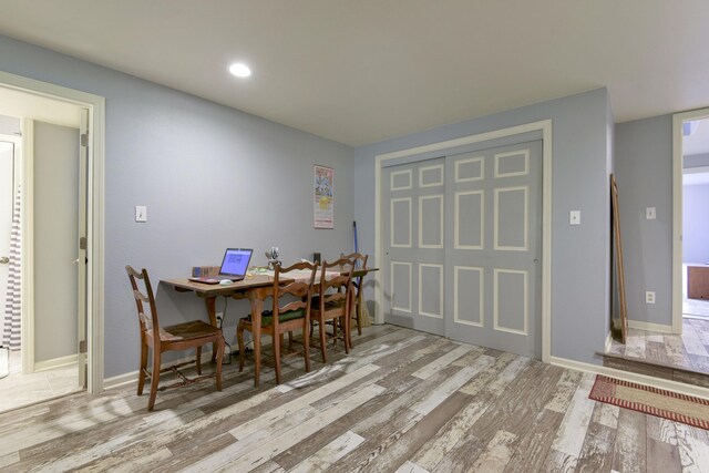 164 Sweet Home Trl, Theodosia, MO 65761 - dining room featuring wood finished floors and recessed lighting