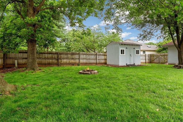 759 S Troy Ave, Springfield, MO 65802 - fenced backyard featuring a storage unit and an outdoor fire pit