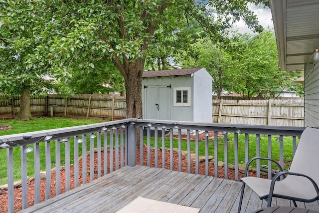 759 S Troy Ave, Springfield, MO 65802 - wooden terrace featuring a storage shed and a fenced backyard
