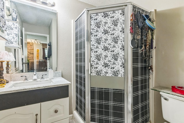426 Lakewood Rd, Branson, MO 65616 - full bathroom with a shower stall, vanity, and a textured wall